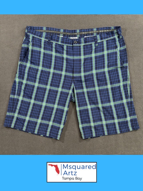 Izod Other - IZOD Golf Plaid Shorts Mens Size 42 Blue Green Performance Stretch
